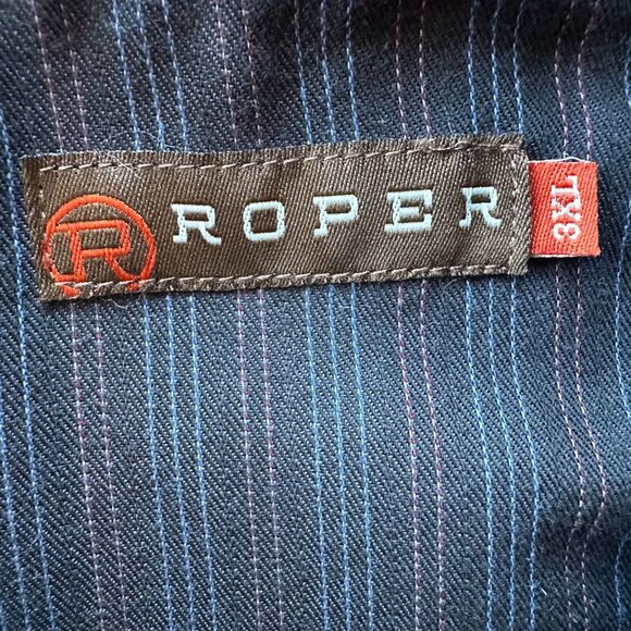 Roper Mens 3XL Shirt Snap Button Western Striped Pockets Gray Red Blue Retro - Picture 4 of 7
